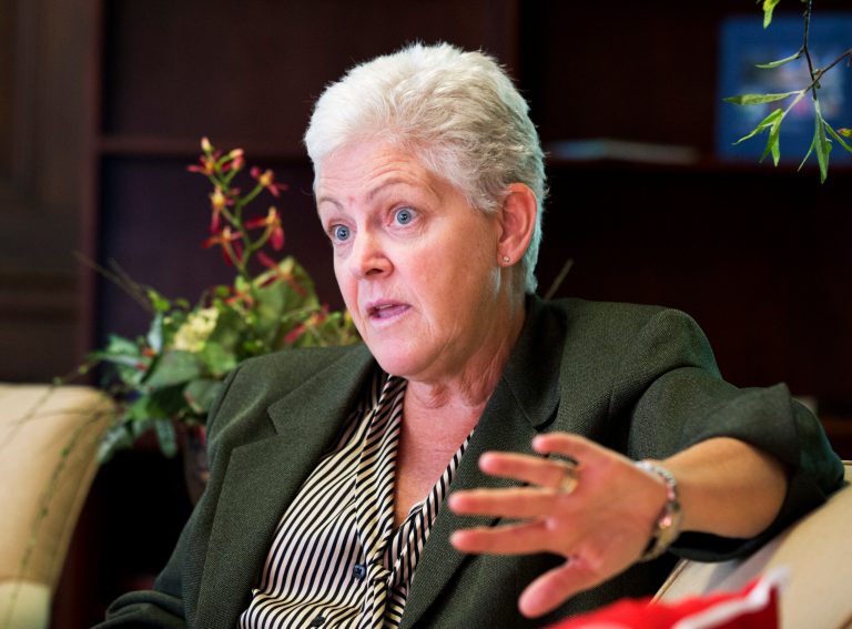 FILE - In this Aug. 2, 2013, file photo, Environmental Protection Agency Administrator Gina McCarthy speaks to the Associated Press during an interview at her office in Washington. The EPA's inspector general is accusing a unit run by President Barack Obama's political staff inside the EPA of operating as a 
