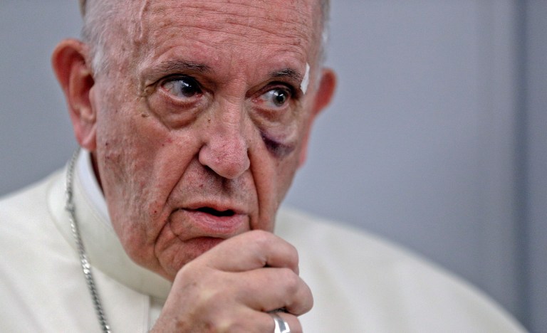 It wasn't quite a full-throated condemnation. (AP Photo/Andrew Medichini, pool)