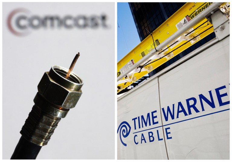 Comcast Corp. announced Thursday that it is buying Time Warner Cable Inc. for $45.2 billion in stock. The deal combines two of the nation's top pay TV and Internet service companies and makes Comcast, which also owns NBCUniversal, a dominant force in both creating and delivering entertainment to U.S. homes. (AP Photo/Matt Rourke)