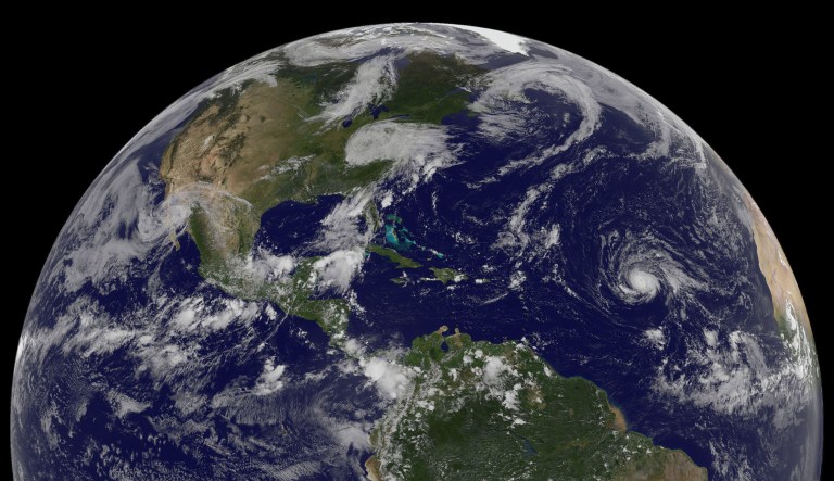 This enhanced satellite image made available by the NOAA GOES Project shows Irma, in the middle of the Atlantic Ocean on Saturday, Sept. 2, 2017 at 1:45 p.m. In the wake of Harvey, meteorologists are already looking warily at another system: Hurricane Irma, which intensified from a tropical storm to a major hurricane in just 30 hours, is steadily moving west across the Atlantic. It's still several days away from the nearest land just south of Puerto Rico. (NASA/NOAA via AP)
