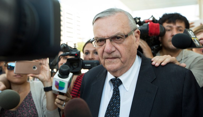 If his appeals are unsuccessful, Arpaio faces up to six months behind bars. (AP Photo/Angie Wang)