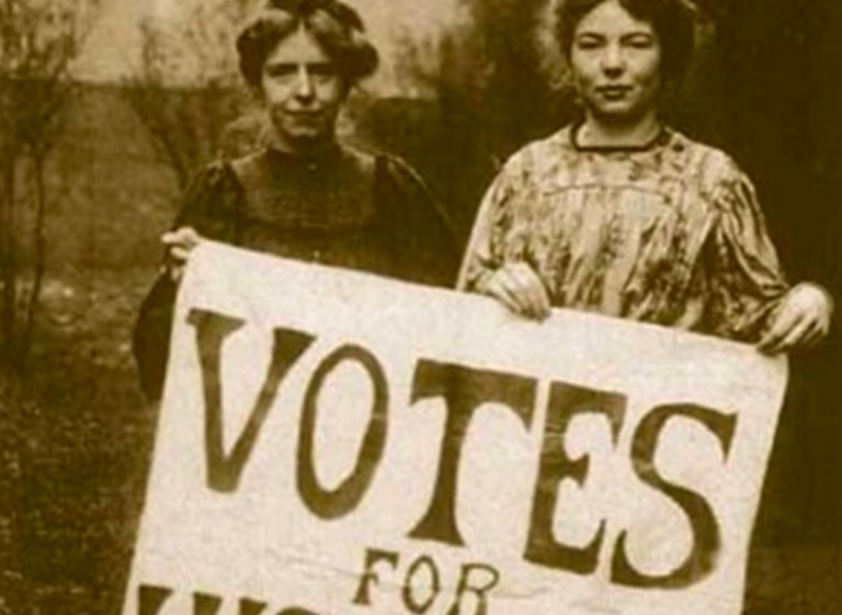 The photo these two candidates used was actually of British suffragettes Annie Kenney and Christabel Pankhurst. (Photo via Twitter)