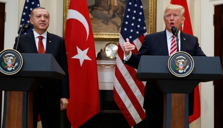 Turkish President Recep Tayyip Erdogan told President Trump that the United States' decision to back Syrian Kurds in the fight against the Islamic State in Syria 