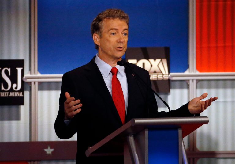 Republican presidential candidate Rand Paul is taking his controversial message on defense spending to GOP voters in Iowa.Â (AP Photo/Morry Gash)