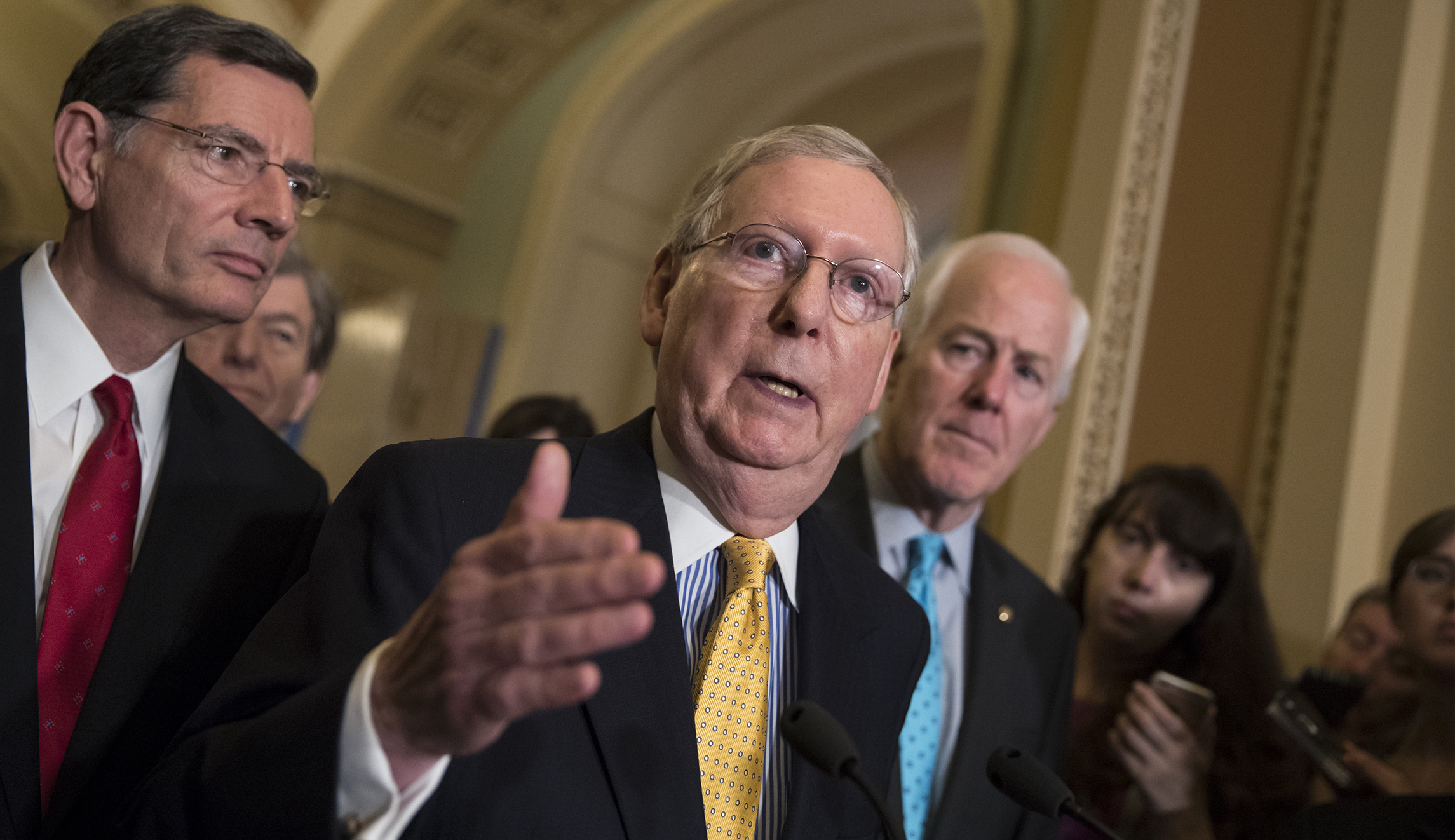Republican senators rally around Mitch McConnell following Trump’s attacks