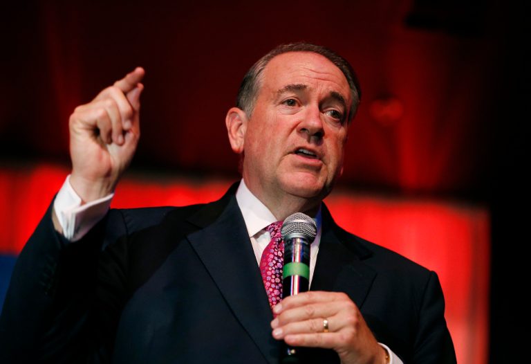 Republican presidential candidate former Arkansas Gov. Mike Huckabee speaks at a campaign event Thursday, July 23, 2015, in Las Vegas. (AP Photo/John Locher)