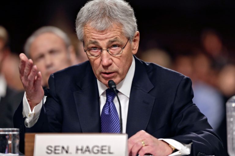 Republican Chuck Hagel, President Obama's choice for defense secretary, called for an American consulate in Iran in a 2007 speech. (AP Photo/J. Scott Applewhite)