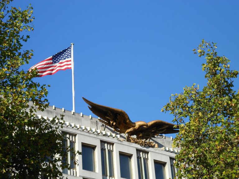The Justice Department announced Wednesday that a former staff member of the U.S. Embassy in London wasÂ charged with using federal resources to harass hundreds of women around the country. (Gilderien/English Wikipedia)