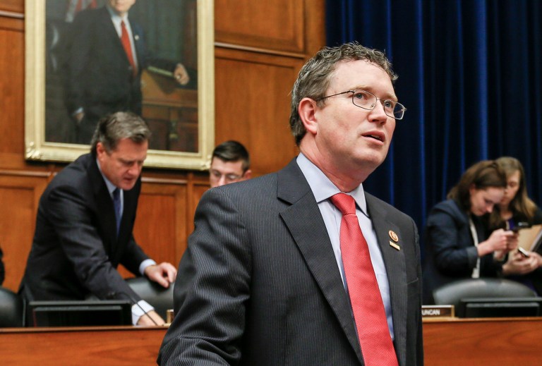 Rep. Thomas Massie believes the consequences of passing the American Health Care Act on Thursday could be catastrophic for the Republican Party. (AP Photo/J. Scott Applewhite)
