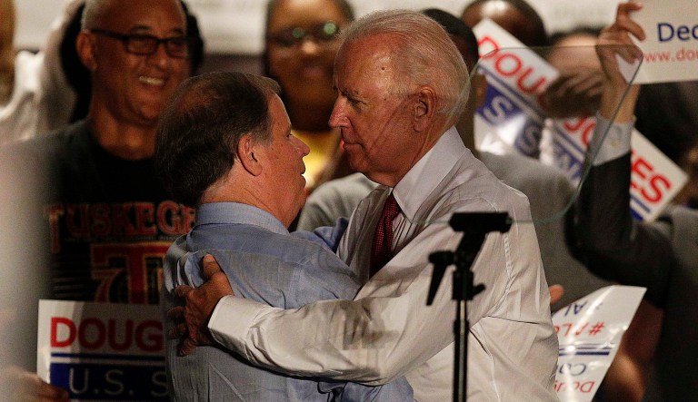 Joe Biden campaigned for Doug Jones in Alabama, touting his character to voters in the Republican-dominated state prior to election day. (AP Photo/Brynn Anderson)