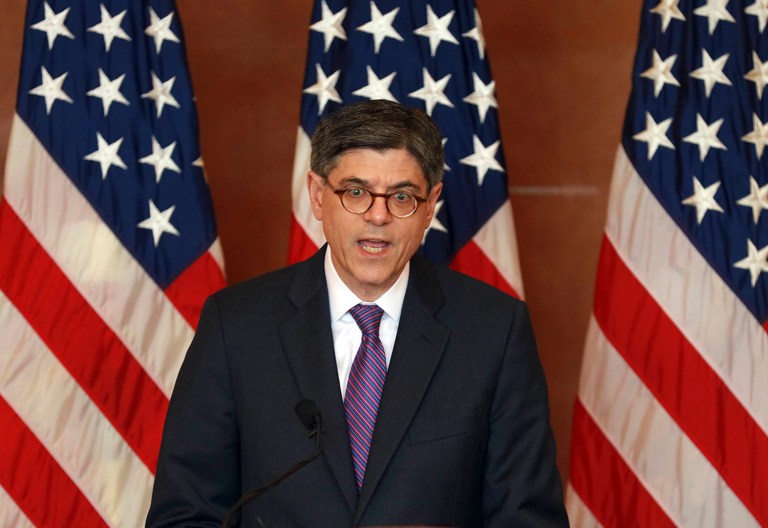 Treasury Secretary Jack Lew said that the recent European Commission ruling that Apple owes Ireland $15 billion-plus in back taxes could spur Congress to act on reform that lowers corporate tax rates and eliminates the incentive for firms to leave profits overseas to avoid U.S. taxes. (AP Photo/Ng Han Guan, Pool)