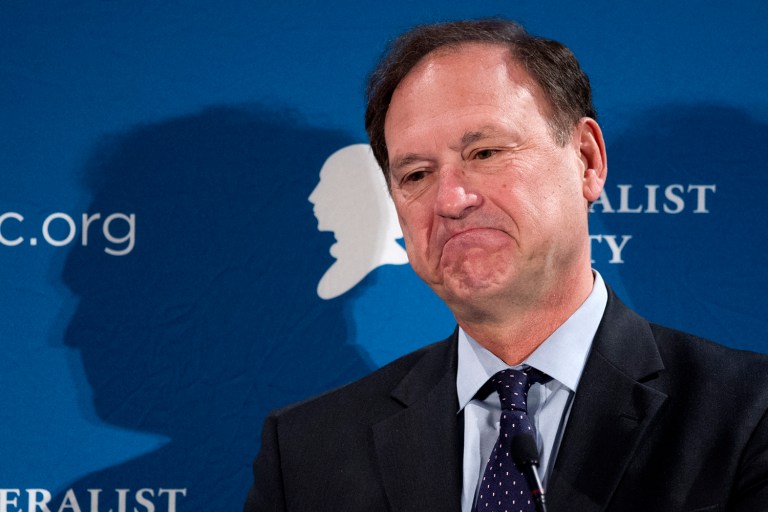 Supreme Court Justice Samuel Alito mourned the death of Justice Antonin Scalia but made no mention of the court's vacant seat. (AP Photo/Cliff Owen)