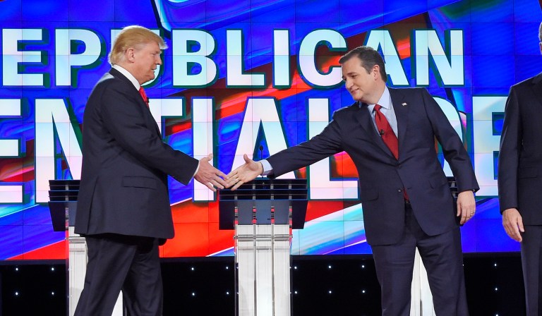 Donald Trump graciously accepted and endorsement from Ted Cruz on Friday. (AP Photo/Mark J. Terrill)