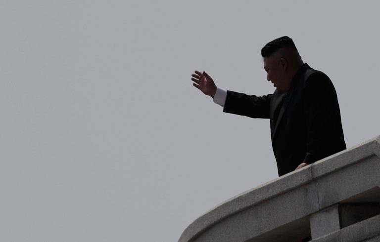 North Korean leader Kim Jong Un waves during a military parade in Pyongyang. Some are concerned that the nation, which is seeking nuclear capabilities, poses a possible EMP threat to the United States. (AP Photo/Wong Maye-E)