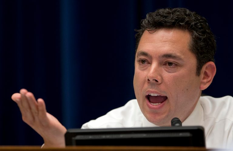 Rep. Jason Chaffetz, R-Utah., gestures as he speaks on Capitol Hill in Washington, Wednesday, May 22, 2013. (AP Photo/Carolyn Kaster)