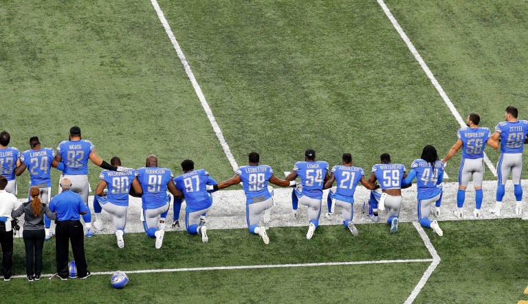 David Rothkopf quietly deleted his note after basically everybody pointed out that kneeling before a supposedly power-hungry megalomaniac is probably not the smartest way of expressing dissent. (AP Photo/Paul Sancya)