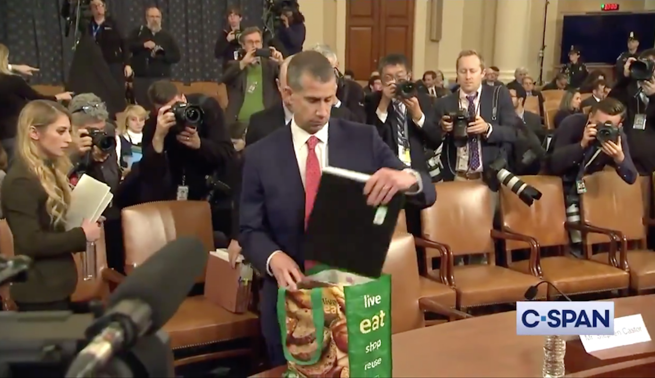 Republican counsel roasted for using grocery bag as a briefcase during impeachment hearing