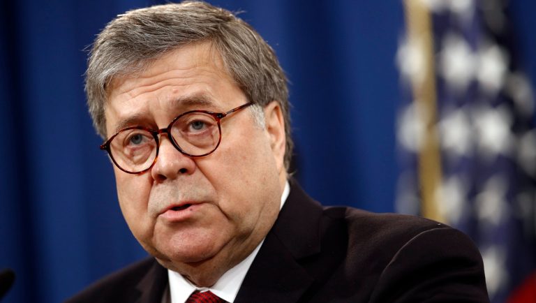 Attorney General William Barr speaks about the release of a redacted version of special counsel Robert Mueller's report during a news conference, Thursday, April 18, 2019, at the Department of Justice in Washington.