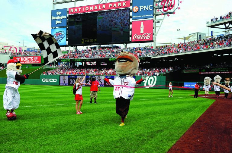 Greg Fiume/Getty Images
After more than 500 career losses, mascot Teddy Roosevelt won his first Presidents Race.