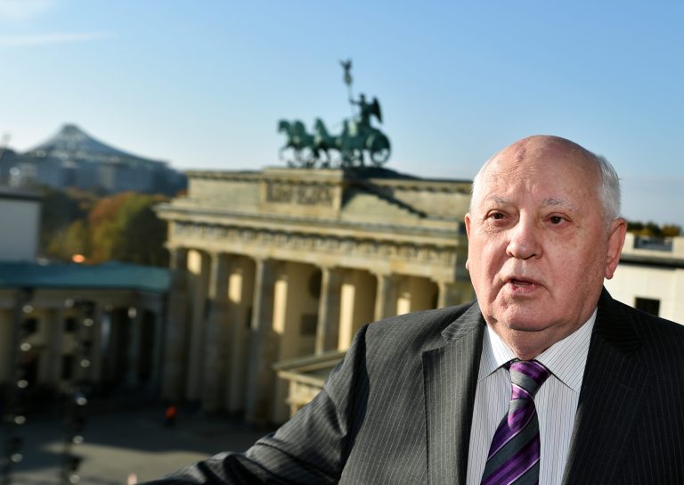 Former Soviet leader Mikhail Gorbachev warned Saturday at an event celebrating the fall of the Berlin Wall that the world is on the verge of another Cold War.Â (AP Photo/Jens Kalaene)