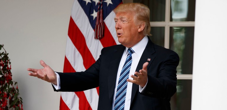 What appears to be another tweeting gaffe by President Trump has become a worldwide trending topic on Twitter. (AP Photo/Evan Vucci)