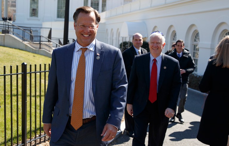 House Freedom Caucus members and White House officials are hopeful they can reach an agreement in negotiations over the resurrected plan to repeal and replace Obamacare. (AP Photo/Evan Vucci)