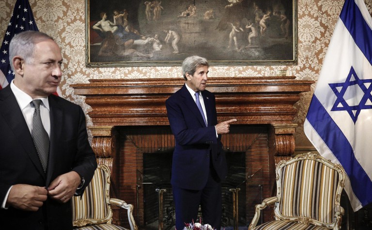 Israeli Prime Minister Benjamin Netanyahu says he indicated to Secretary of State John Kerry that he is not acting as a friend to Israel. (Giuseppe Lami/ANSA pool via AP)