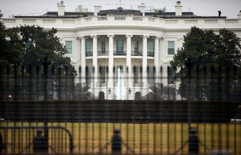 Secret Service agents apprehended and detained a man who jumped the fence located along the North Lawn. (AP Photo/Pablo Martinez Monsivais)