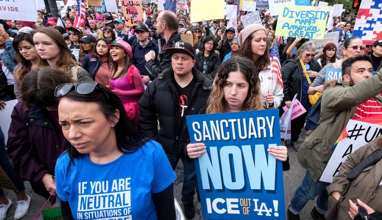 The department's letters on Wednesday were a way to tell Los Angeles, Chicago, San Francisco, and other cities and counties they are running out of time to prove compliance with the statute. (AP Photo/Ringo H.W. Chiu)