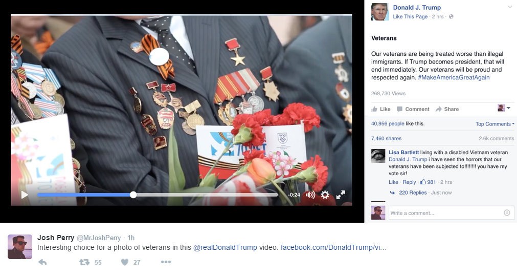 Trump features Soviet soldiers in latest veterans video