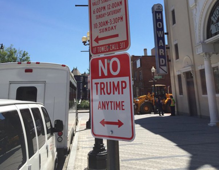 NBC Washington's Tom Sherwood on Monday tweeted out a photo of the sign in front of the Howard Theatre in D.C.'s Shaw neighborhood. (Image courtesy screenshot)
