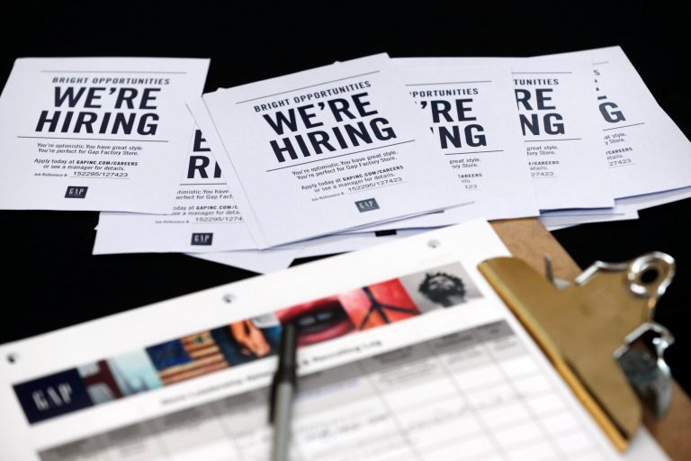 April's gains were short of the roughly 200,000 new jobs expected by private-sector economists surveyed by Bloomberg. (AP Photo/Wilfredo Lee)