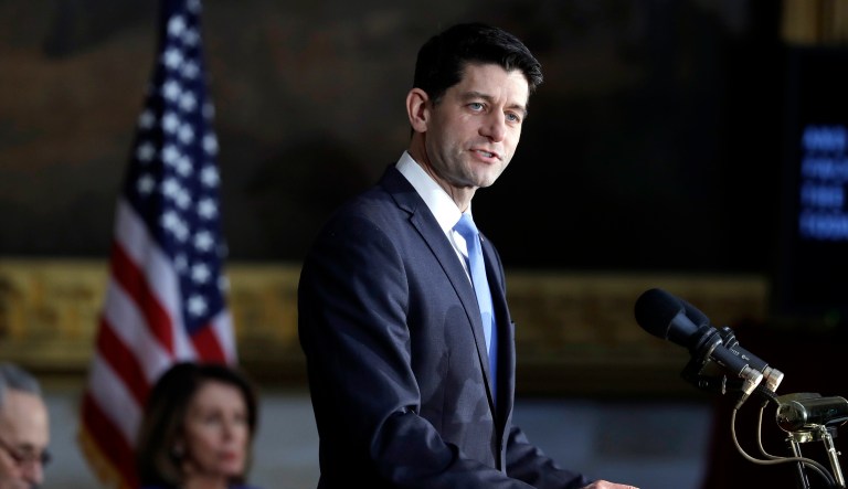 Declines in spending in recent years have left the military too small, over-worked, and saddled with aging aircraft that cannot fly, House Speaker Paul Ryan said on Thursday. (AP Photo/Evan Vucci)