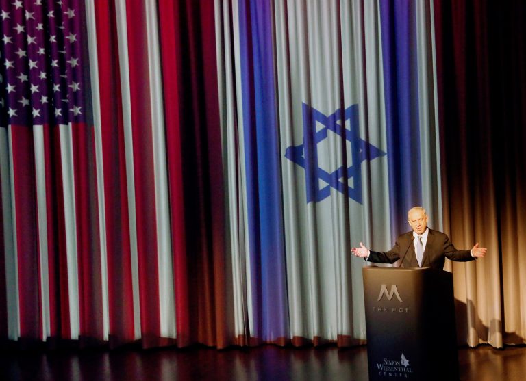 In this Thursday, March 6, 2014 file photo, Israeli prime minister Benjamin Netanyahu addresses leaders in Los Angeles's Jewish community at the Simon Wiesenthal Center's Museum of Tolerance, in Los Angeles. (AP Photo/Nick Ut, File)