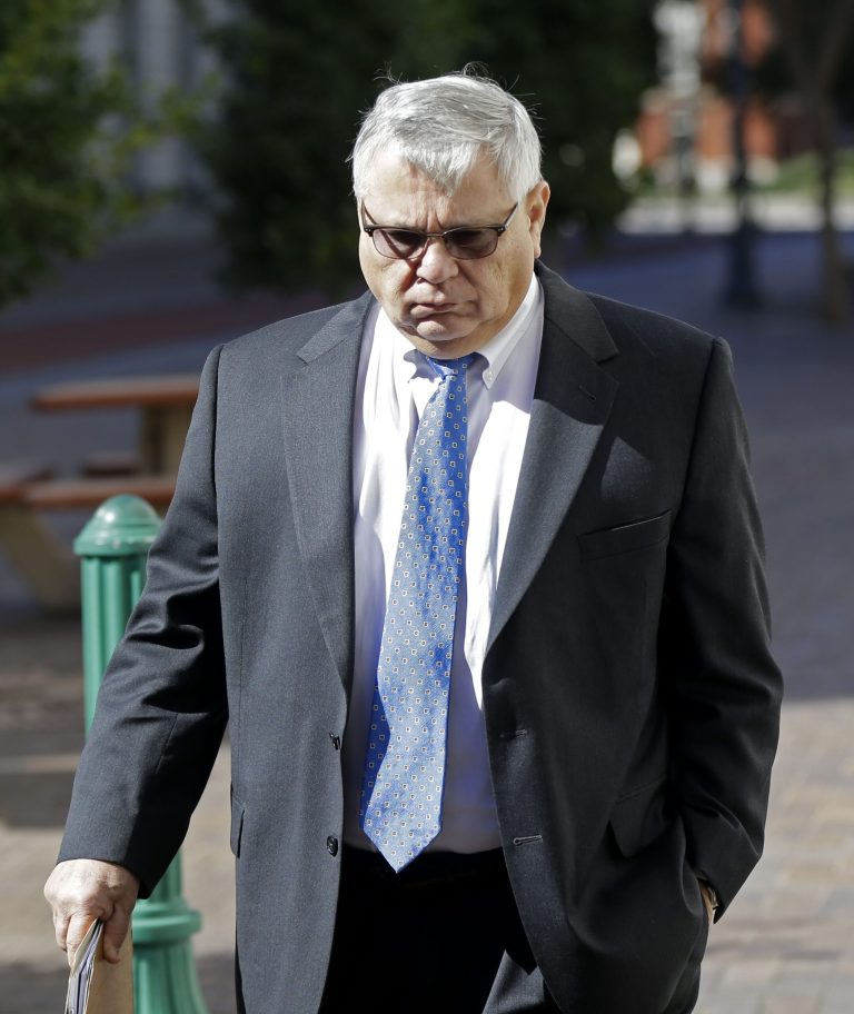 Anthony Badalamenti leaves Federal Court in New Orleans, Tuesday, Jan. 21, 2014. The former Halliburton manager was sentenced Tuesday to one year of probation for destroying evidence in the aftermath of BP's massive 2010 oil spill in the Gulf of Mexico.  Badalamenti, of Katy, Texas, had faced a maximum of one year in prison at his sentencing by U.S. District Judge Jay Zainey. Badalamenti pleaded guilty in October to one misdemeanor count of destruction of evidence. (AP Photo/Gerald Herbert)