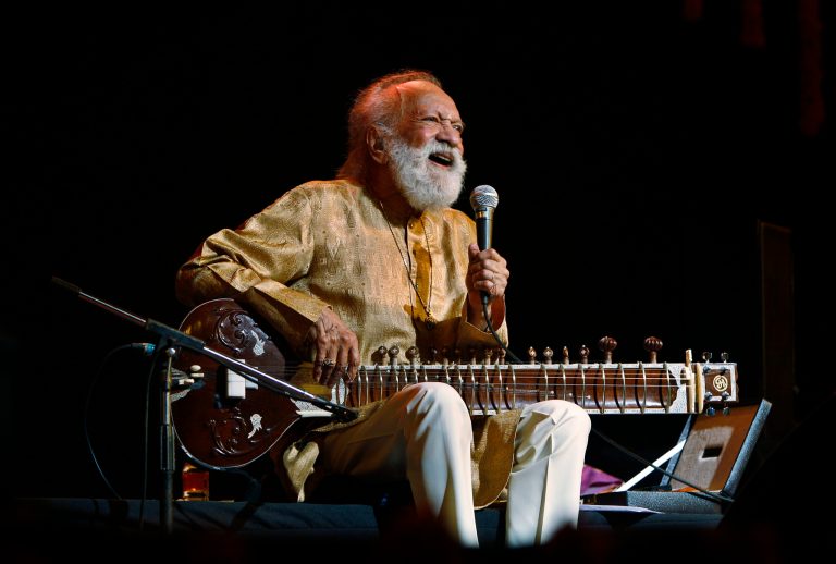   FILE - In this Feb. 7, 2012 file photo, Indian musician Ravi Shankar laughs as he speaks during a concert in Bangalore, India. Shankar, the sitar virtuoso who became a hippie musical icon of the 1960s after hobnobbing with the Beatles and who introduced traditional Indian ragas to Western audiences over an eight-decade career, has died. He was 92. (AP Photo/Aijaz Rahi, File)  
