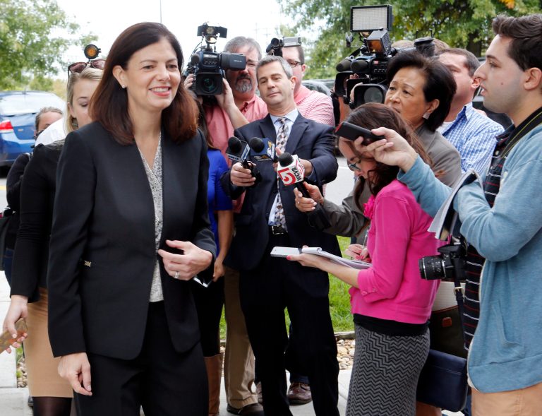 Sen. Kelly Ayotte, a Republican, is in the political battle of her life, facing off against New Hampshire Gov. Maggie Hassan. (AP Photo)