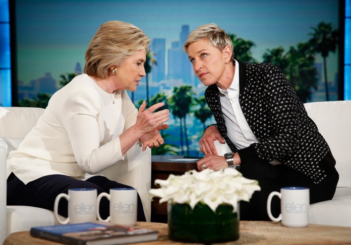 In a game of "Who'd you rather?" on DeGeneres' show, Hillary Clinton said that she would rather have Joe Biden or actor Tony Goldwyn as her running mate than Bernie Sanders. (AP Photo/John Locher)