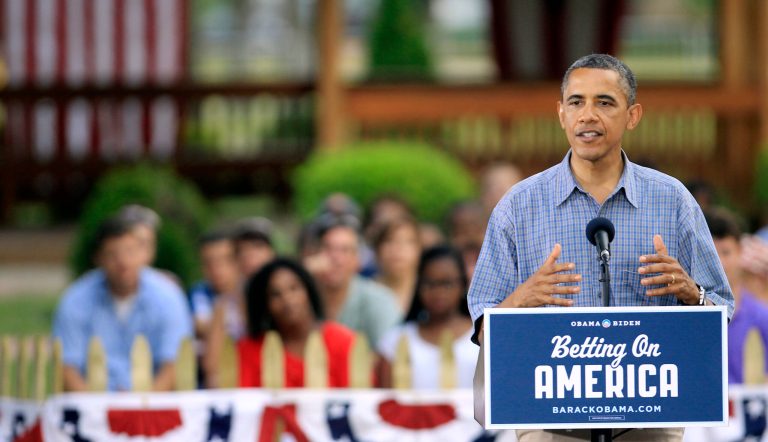 President Barack Obama speaks at James Day Park Thursday, July 5, 2012, in Parma, Ohio. Obama is traveling through Ohio and Pennsylvania on a two-day 