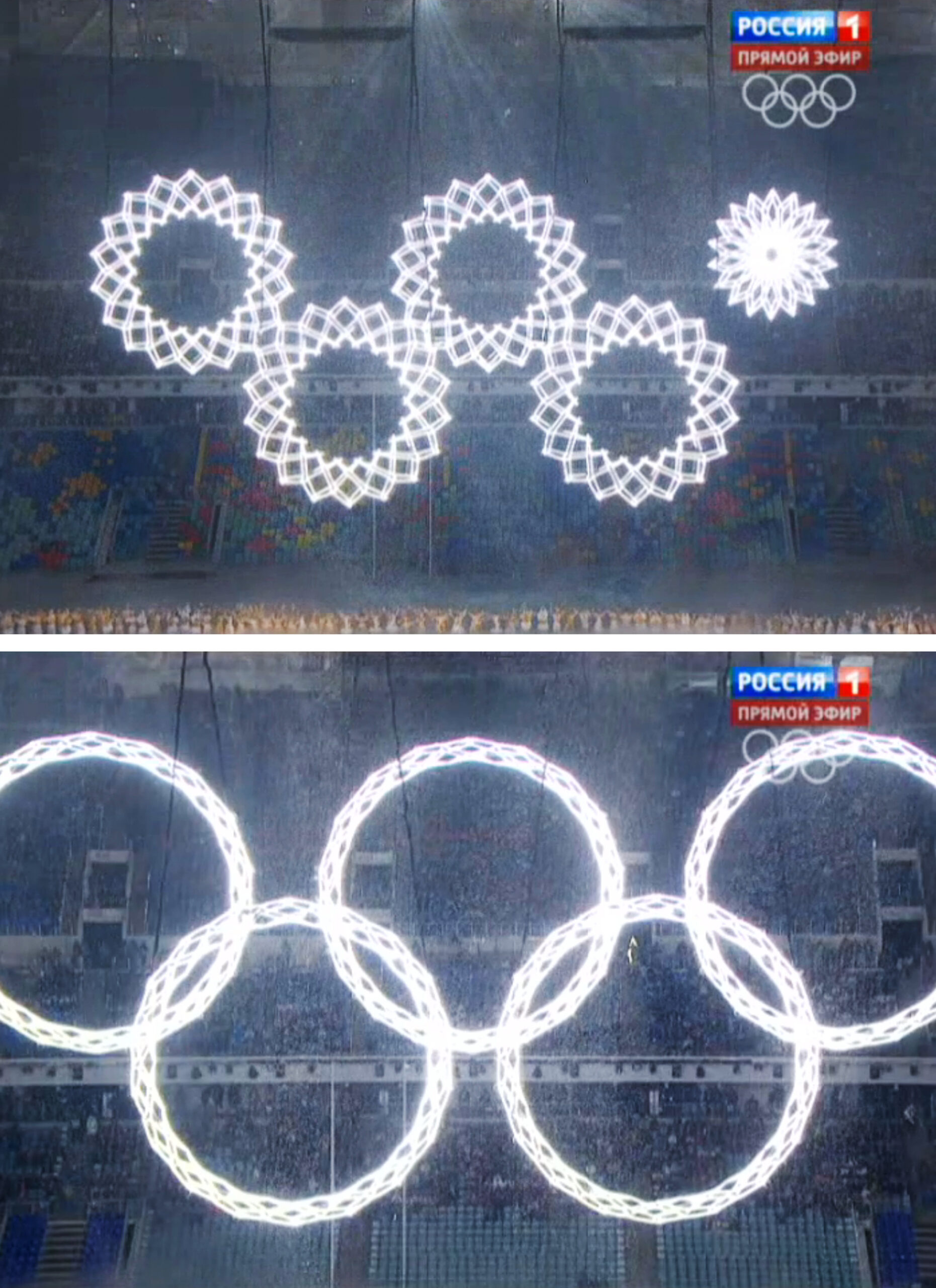 Russian TV shows doctored video of Olympic rings