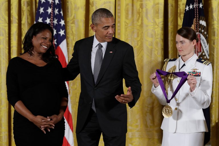 Obama honored 12 Medal of Arts and 12 National Humanities Medal recipients for 2015. (AP Photo/Carolyn Kaster)