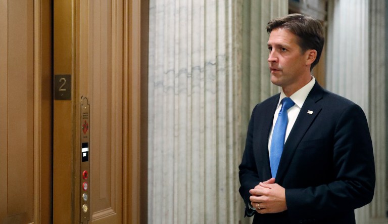 Sen. Ben Sasse, R-Neb., waits for the elevator after speaking on the Senate floor, on Capitol Hill, Wednesday, Oct. 3, 2018 in Washington.
