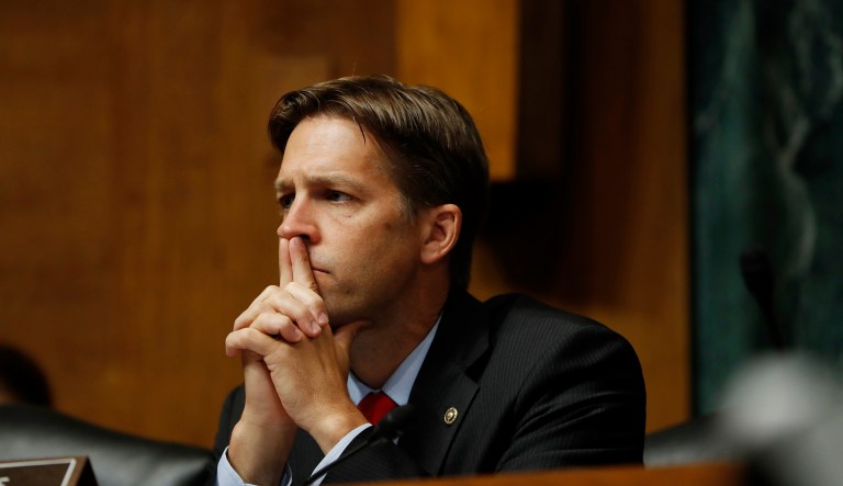 Senate Judiciary Committee member Sen. Ben Sasse, R-Neb. listens  on Capitol Hill in Washington, Wednesday, July 12, 2017, during the committee's confirmation hearing for FBI Director nominee Christopher Wray.