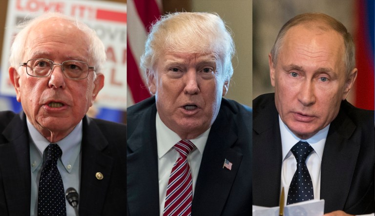 Bernie Sanders, Donald Trump, Vladimir Putin.