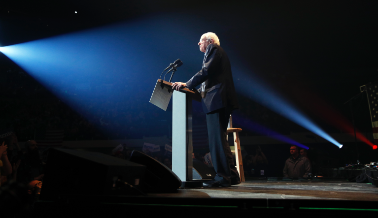 Democratic presidential candidate Sen. Bernie Sanders, I-Vt., speaks at a campaign rally Saturday, Feb. 1, 2020, in Cedar Rapids, Iowa. (AP Photo/John Locher)