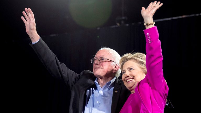 FILE - In this Nov. 3, 2016, file photo, Democratic presidential candidate Hillary Clinton and Sen. Bernie Sanders, I-Vt., appear on stage at a rally in Raleigh, N.C. Democrats are bullish about their prospects in the November midterms, and are peeking around the corner at a 2020 rematch with President Donald Trump. But first, theyâre confronting the lingering frustration from 2016. That bitter nominating fight between Clinton and Sanders is front and center in Chicago as members of the Democratic National Committee gather for their 2018 summer meeting. Theyâll decide the fate of so-called superdelegates.
