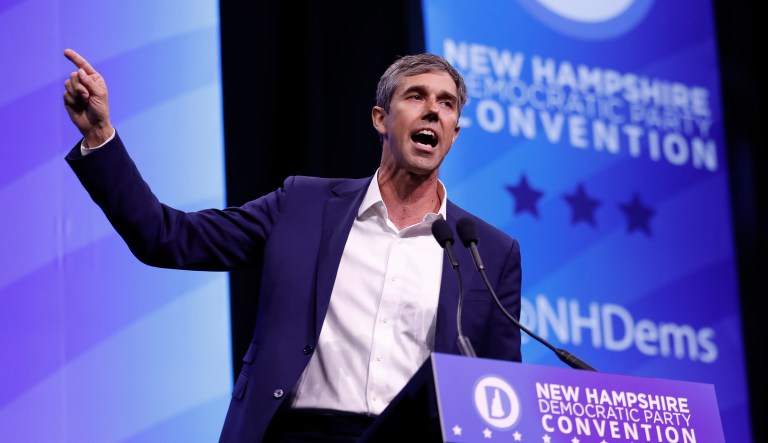 Democratic presidential candidate former U.S. Rep. Beto O'Rourke, D-Texas, speaks during the New Hampshire state Democratic Party convention, Saturday, Sept. 7, 2019, in Manchester, NH.