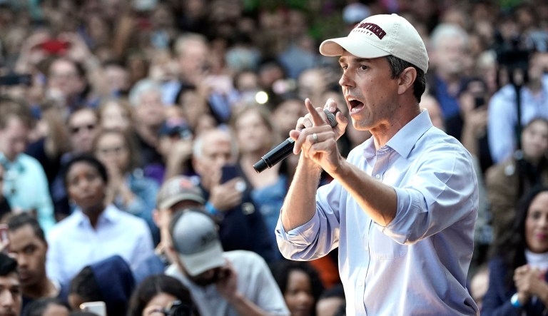 Democratic presidential candidate and former Texas congressman Beto O'Rourke speaks during his presidential campaign kickoff rally in Houston, Saturday, March 30, 2019.