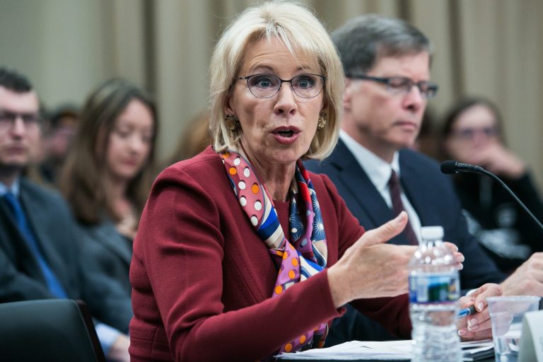 Education Secretary Betsy Devos testifies on Capitol Hill, Tuesday, March 20, 2018, before the Labor, Health and Human Services, Education and Related Agencies Subcommittee, on the FY2019 Department of Education. 