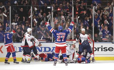 Frank Franklin II/APThe Capitals gave up two third-period goals to the Rangers in Game 1 on Saturday--including one by Brad Richards(19)--on a couple of critical defensive breakdowns.